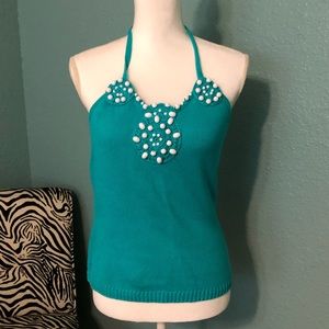 Milly Knit Beaded Halter. Perfect for Summer
